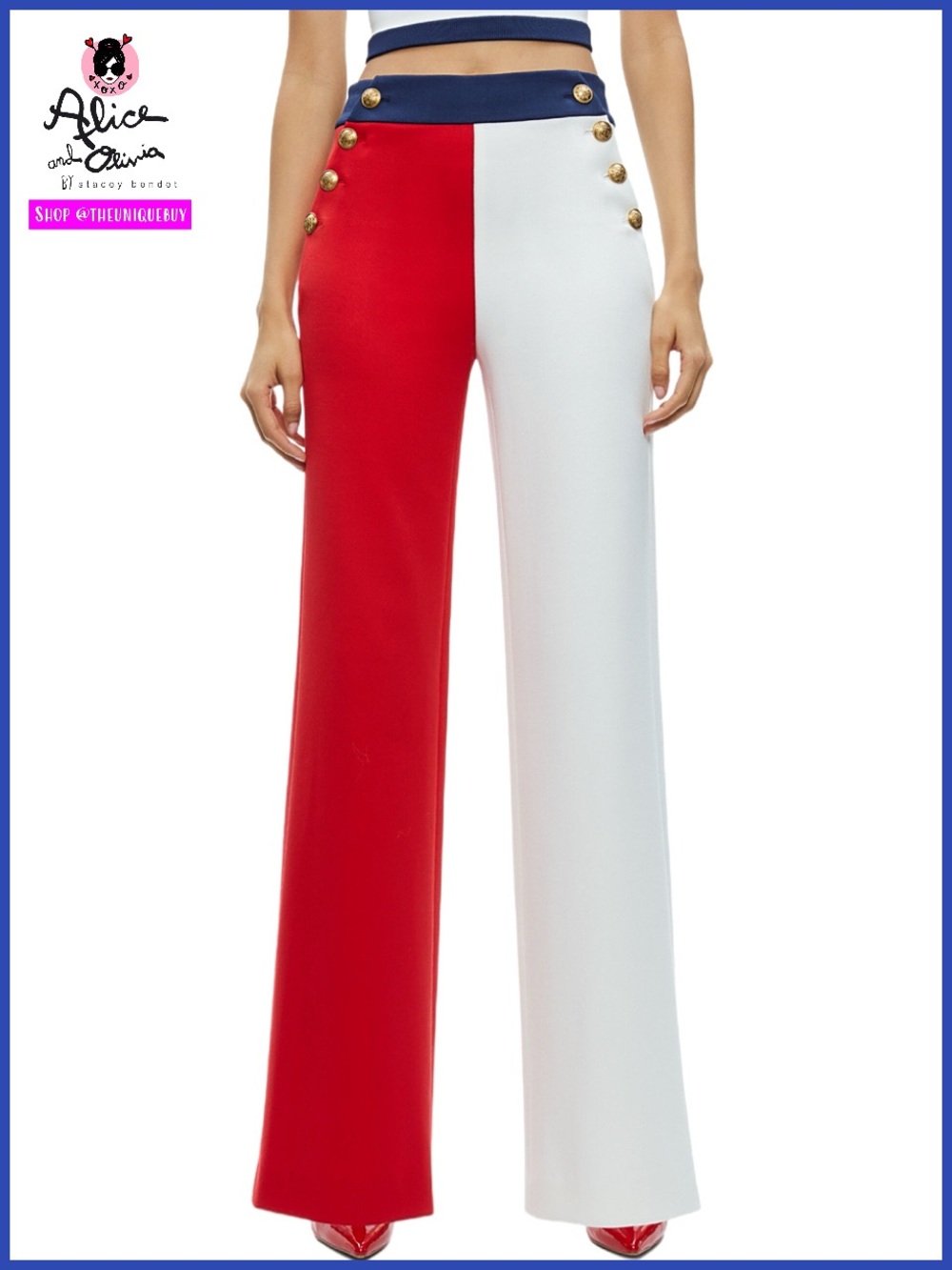 Alice + Olivia Narin Colorblock High Rise Button Front Sailor Pant